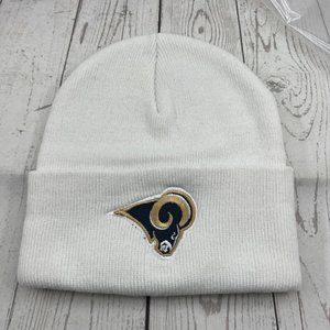 Vintage Cuffed Los Angeles Rams NFL Anco Hat Beanie Cap White New Men